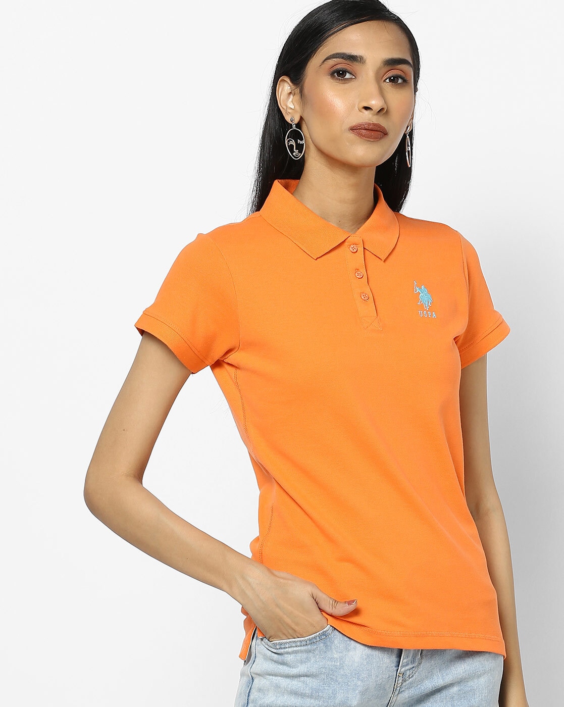 Buy Orange Tshirts for Women by U.S 