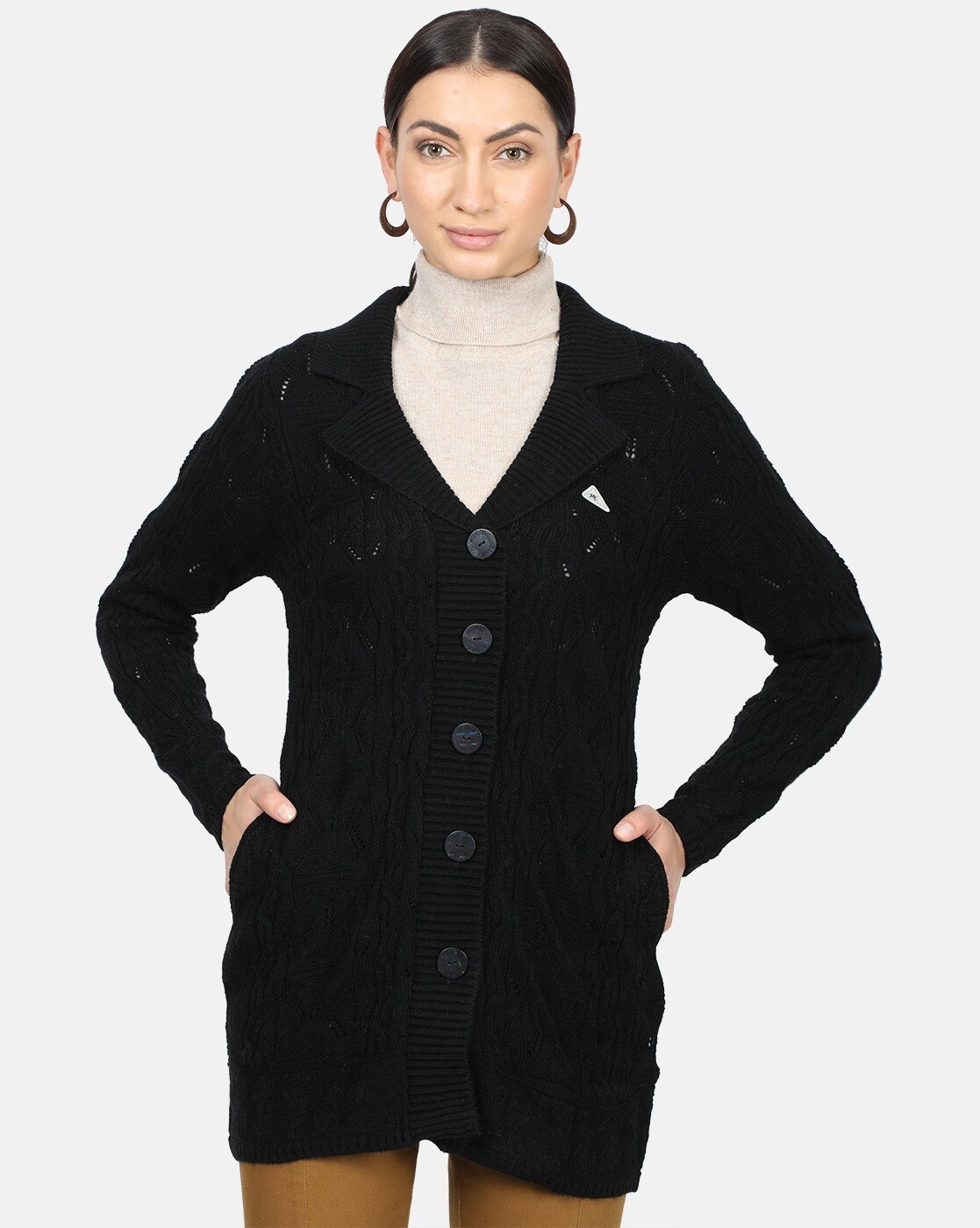 ladies black cardigan with pockets