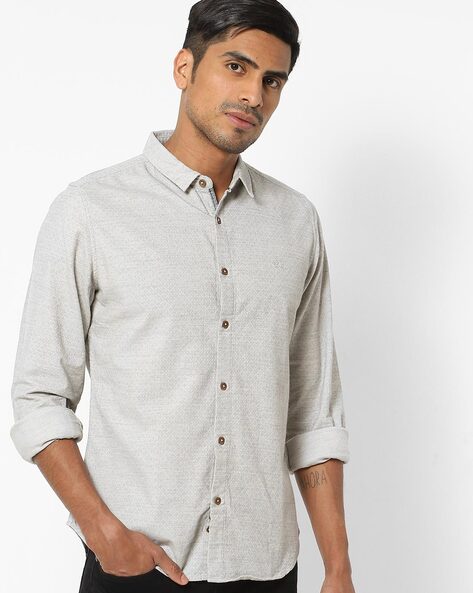 Buy Light Grey Linen Blend Shirt for Men Online in India -Beyoung