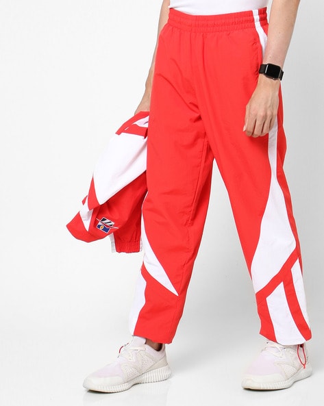 Red best sale white joggers