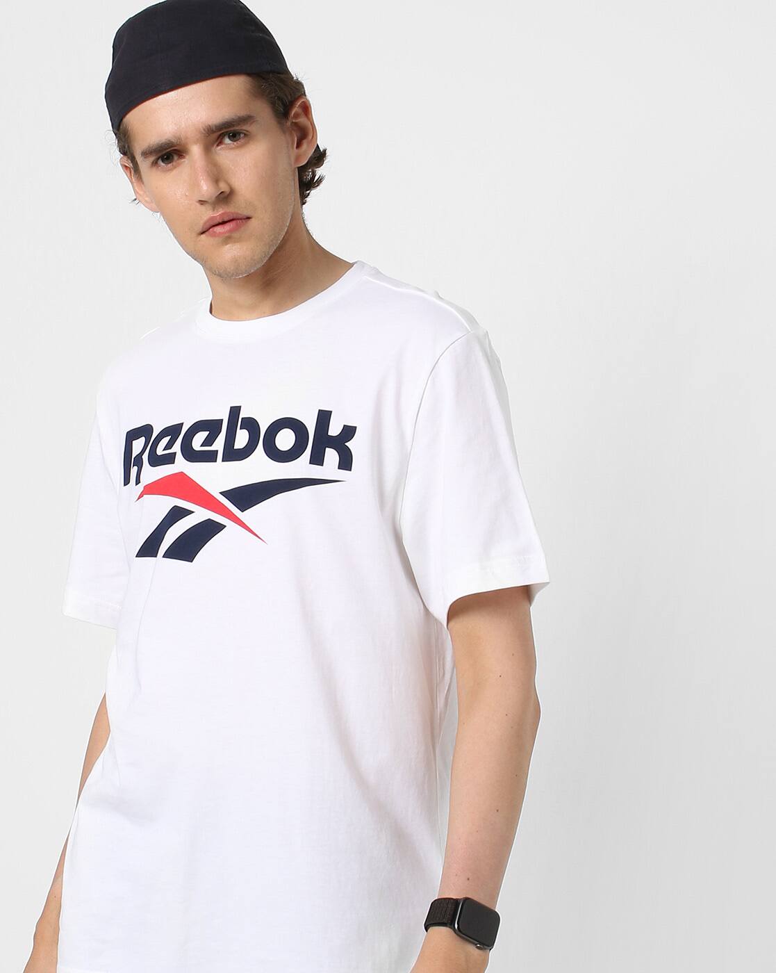 Reebok white t shirt mens Clearance