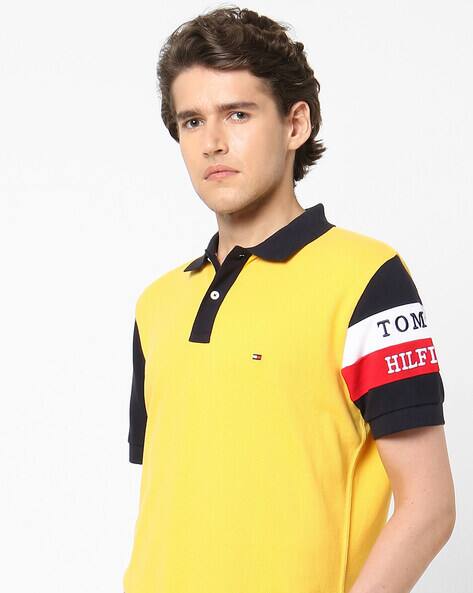 tommy hilfiger yellow polo t shirt