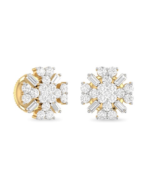 Bhima Jewellers 22k (916) Yellow Gold WHITE STONE STUDDED GOLD STUDS Stud  Earrings for Women : Amazon.in: Fashion