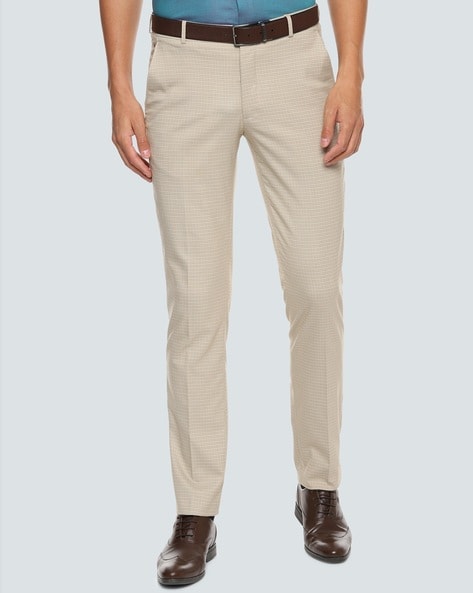 Buy Men Grey Slim Fit LowRise Checked Formal Trousers online  Looksgudin