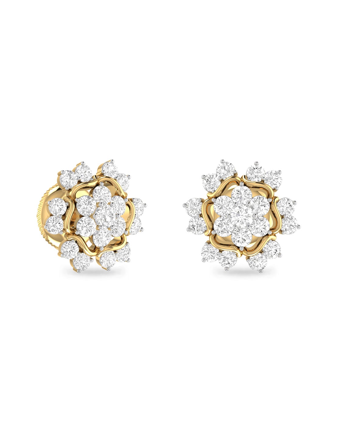 ALLURING FLEUR 18KT YELLOW GOLD DIAMOND STUDS - EFIF Diamonds – EF-IF Diamond  Jewellery