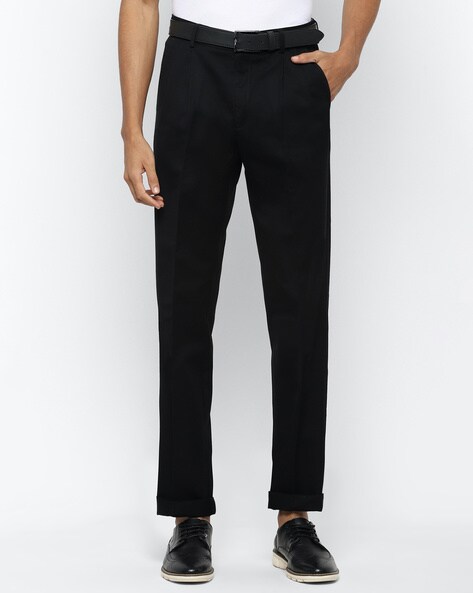 Buy BLACKBERRYS Mens Pleated Front Slim Fit Solid Trouser | Shoppers Stop