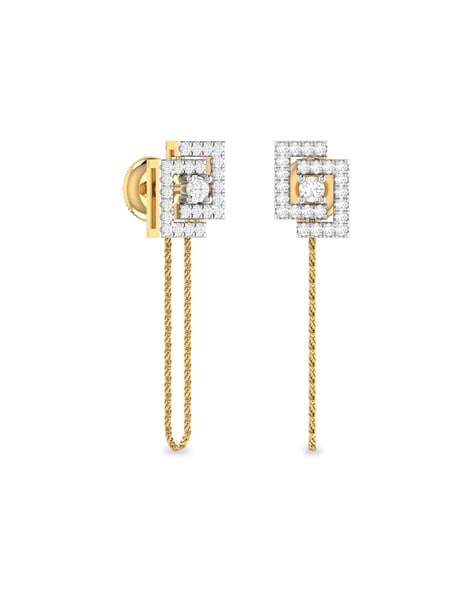 14K Enticing Gold Earrings Design With Gemstone
