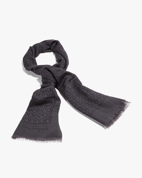 Ferragamo Men Gancini Scarf Grey