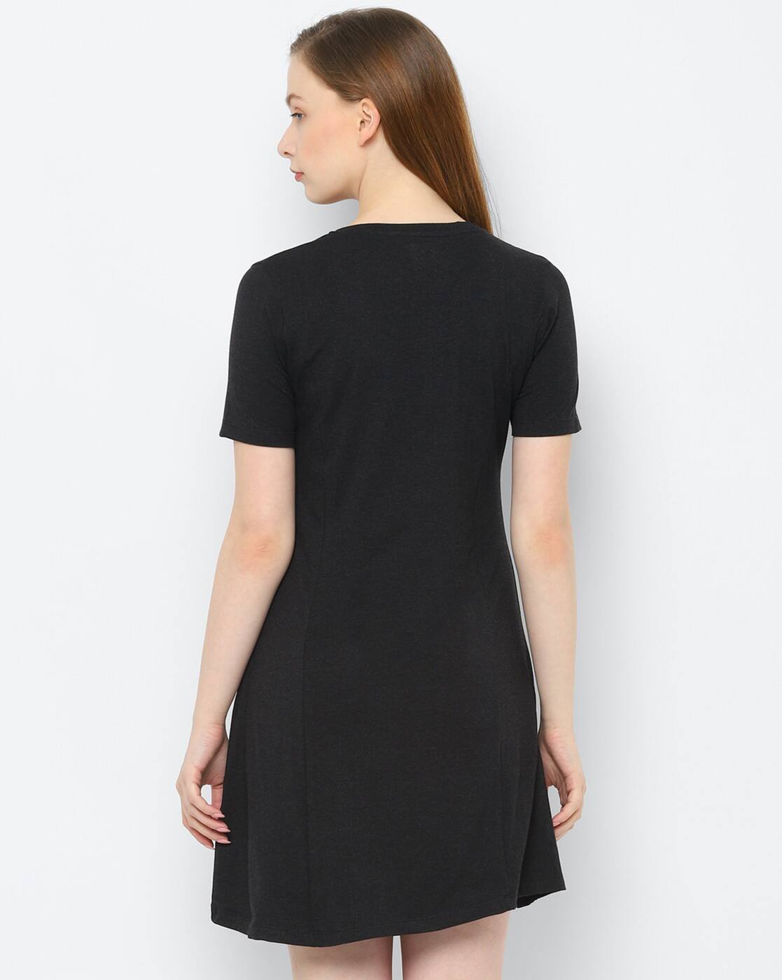 Textured V-neck A-line Dress
