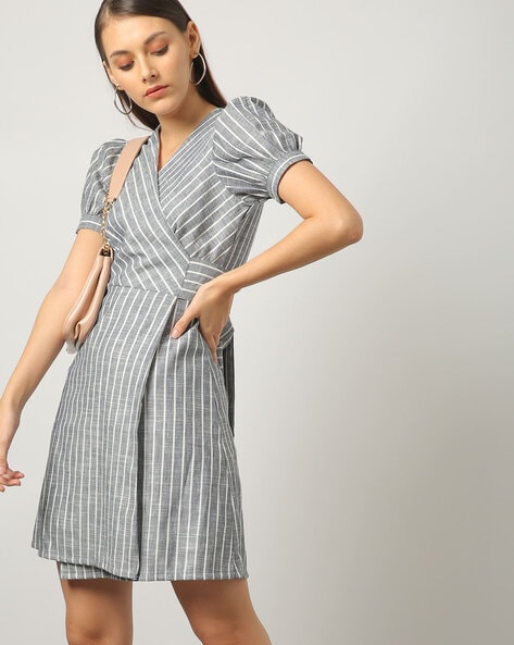 v neck striped dress