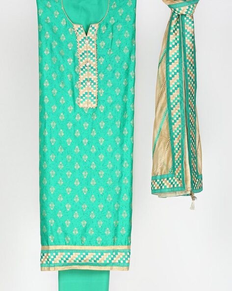 Embellished 3-piece Unstitched Kurta Set Price in India
