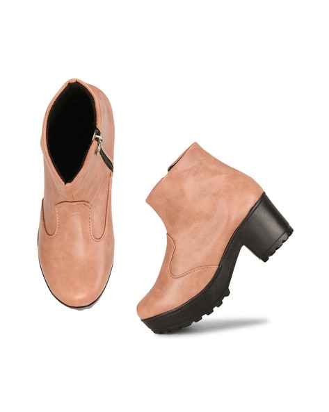 Buy Peach Boots for Women by COMMANDER 