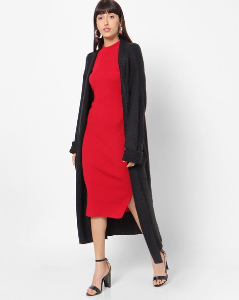 womens black longline cardigan