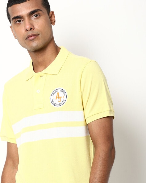 pink and yellow polo shirt