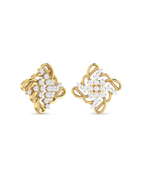 Weldecor Jewelstone Gold Plated Brass Stud Earrings for Women (Golden) :  Amazon.in: Fashion