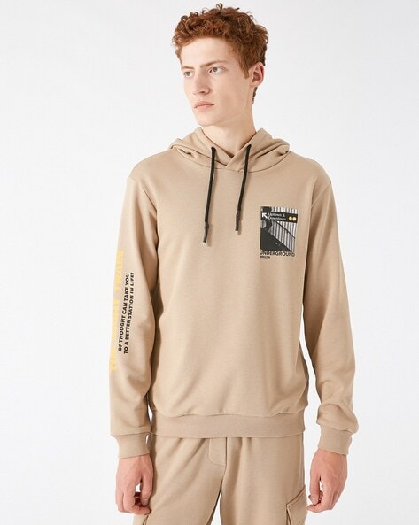 beige graphic hoodie