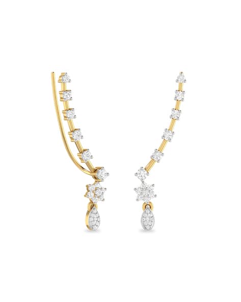 Pc Jeweller The Pepin 18 KT Yellow Gold Diamond Studded Drop Earrings