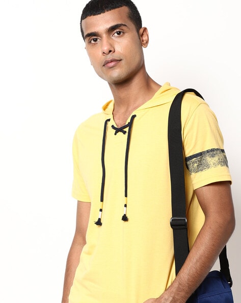 Yellow on sale hooded shirt