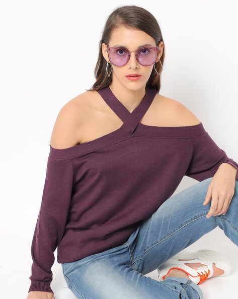 Womens cold hot sale shoulder sweaters