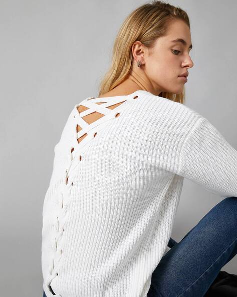 lace up back sweaters