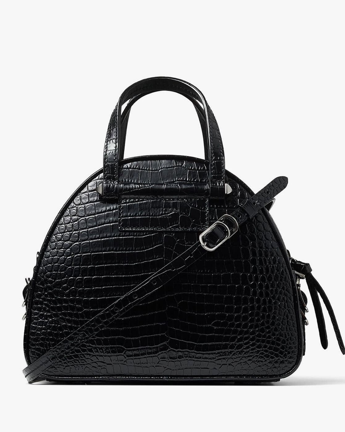 バッグ JIMMY CHOO VARENNE BOWLING Buy Jimmy Choo Varenne Croc Embossed Bowling Bag | Black Color
