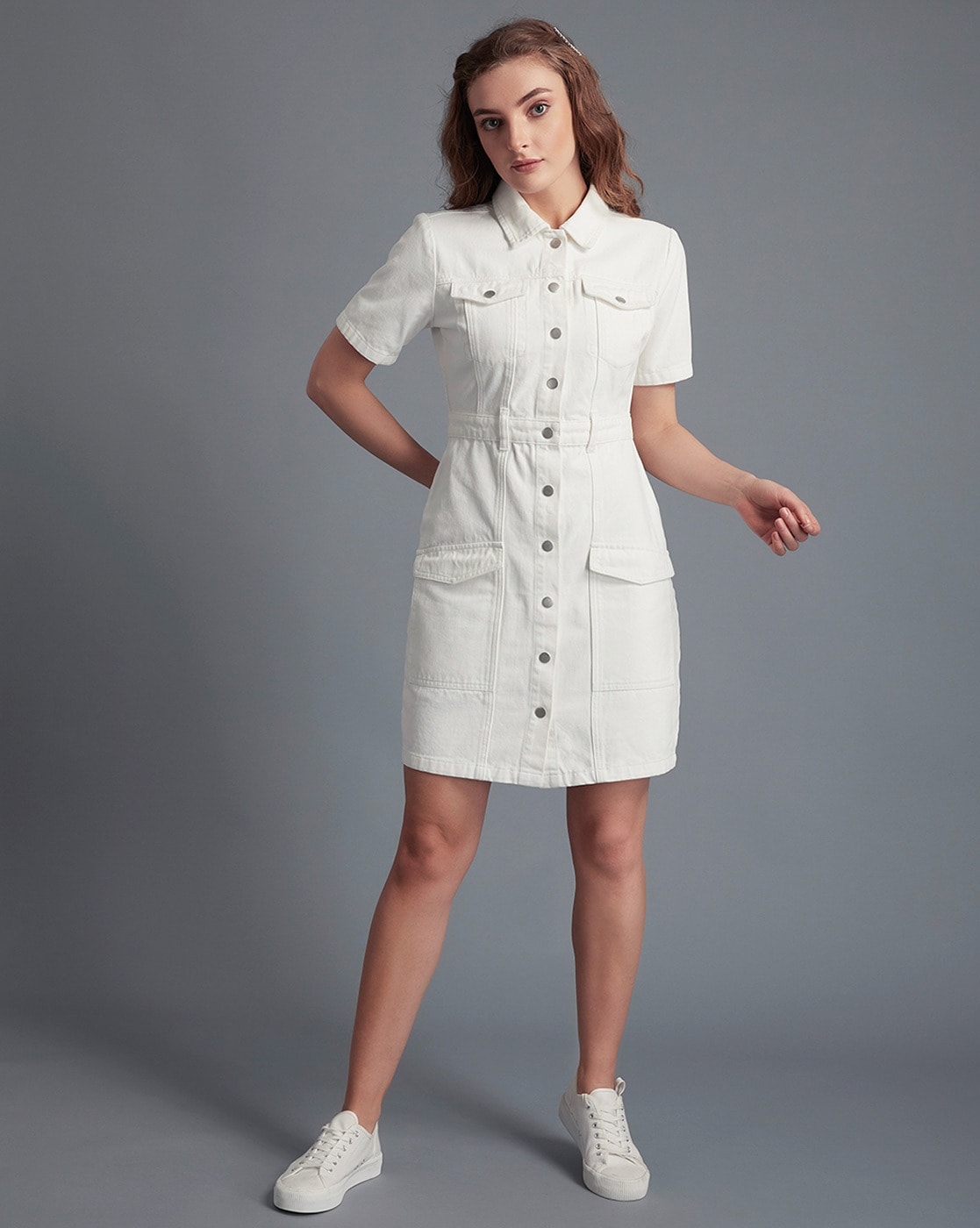Petite White Bandeau Denim Dress | Petite | PrettyLittleThing AUS