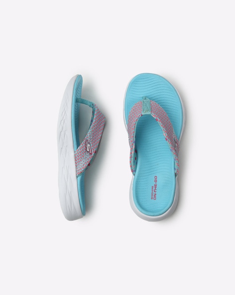 Buy Turquoise Blue Flip Flops & Slipper Girls by Skechers Online | Ajio.com