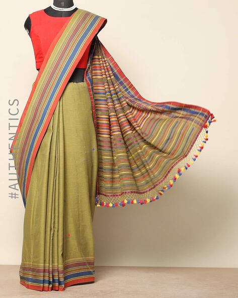 Buy Khadi Cotton Bhujodi Saree | Tribal Weaving by Bengal Weavers – Putul's  Fashion