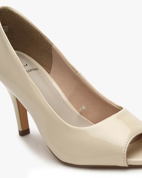 Cream open cheap toe shoes