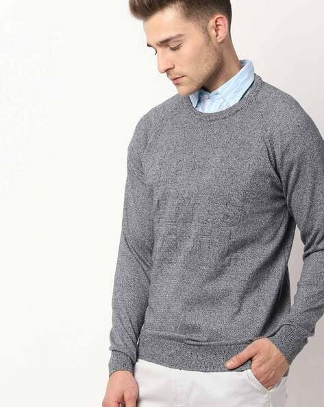 Crew-Neck Pullover with Embossed Text