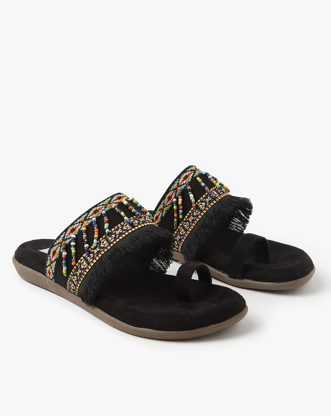black flat chappals