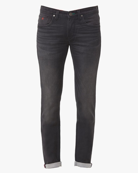 Mid-Wash Skinny Fit Jeans with Washwell