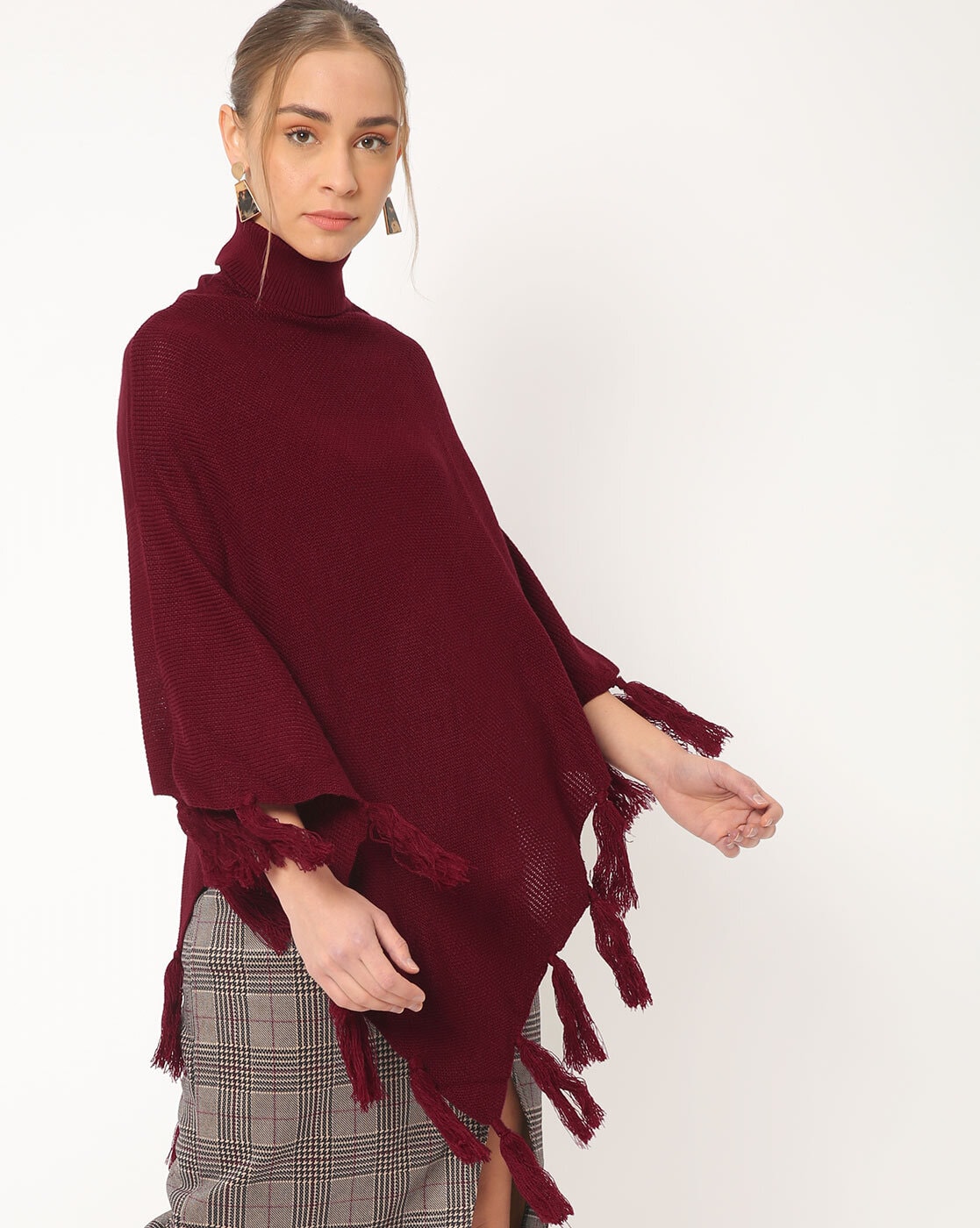 Maroon on sale poncho sweater