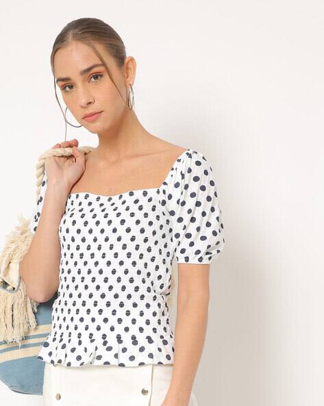 smocked polka dot