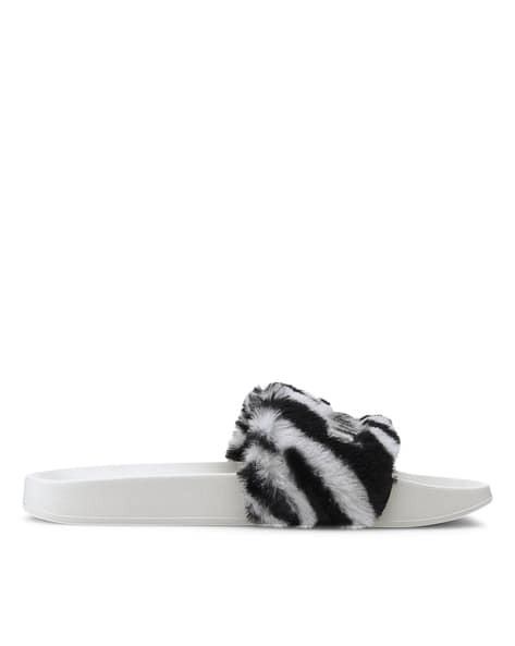 puma furry slides zebra