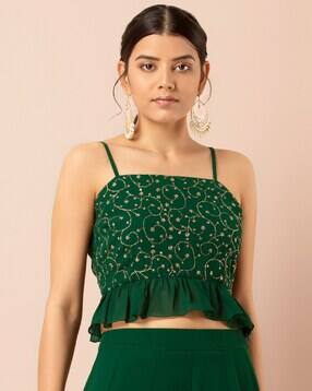 indya Embroidered Frilled Crop Top-picture-26