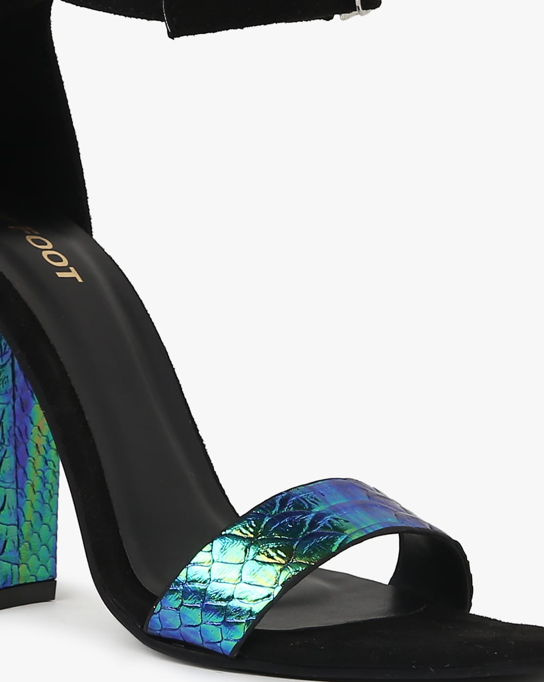 Holographic Snake Platform Block Heel Sandals - Size 6