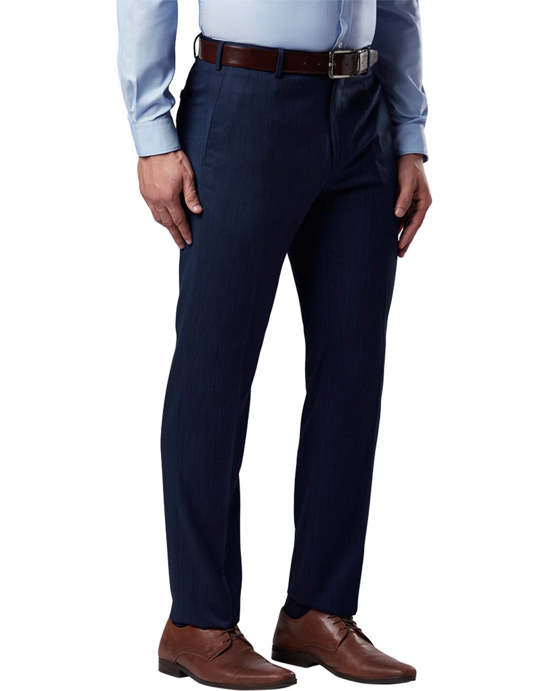 plusS Men Plus Size Navy Blue Mid Rise Cotton Trousers – pluss.in