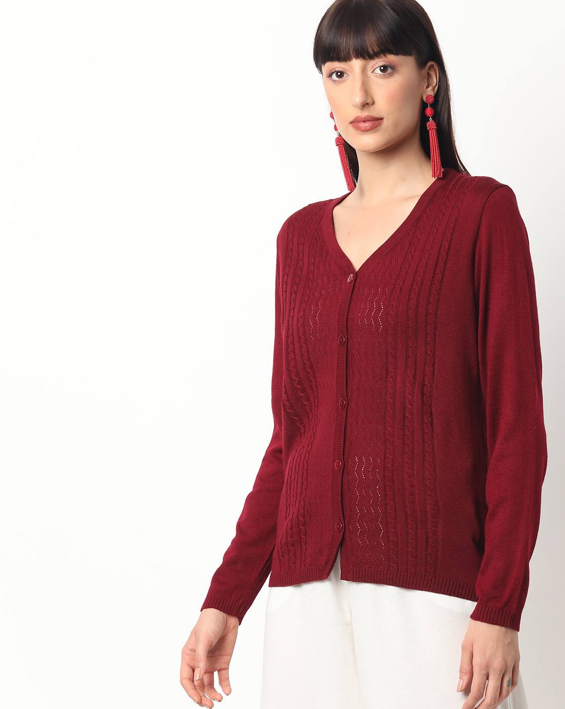 maroon cardigans