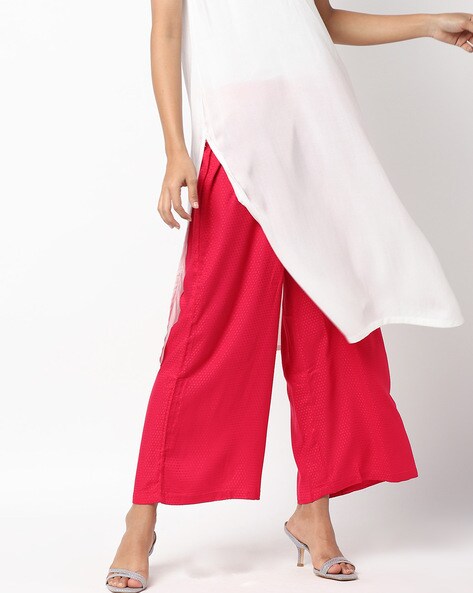 Textured Palazzos with Semi-Elasticated Waistband Price in India