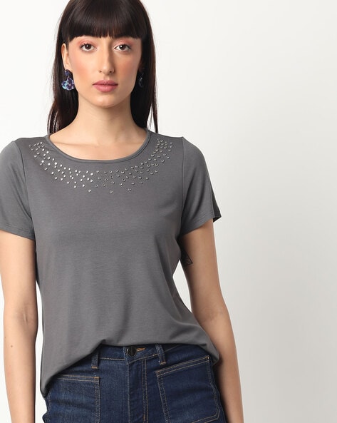 Embellished Round-Neck T-shirt