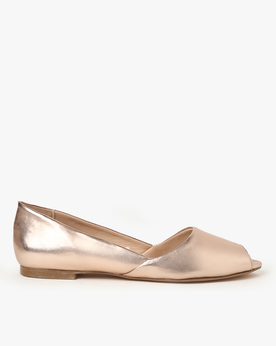 Gold flat clearance peep toe shoes