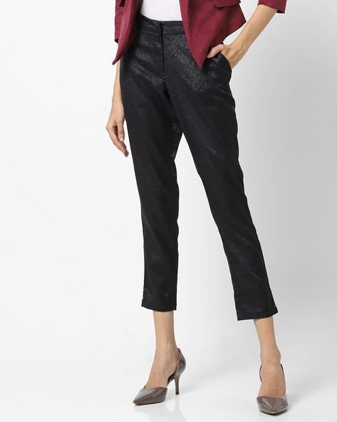 Lyra Red Cotton Ankle Length Pants