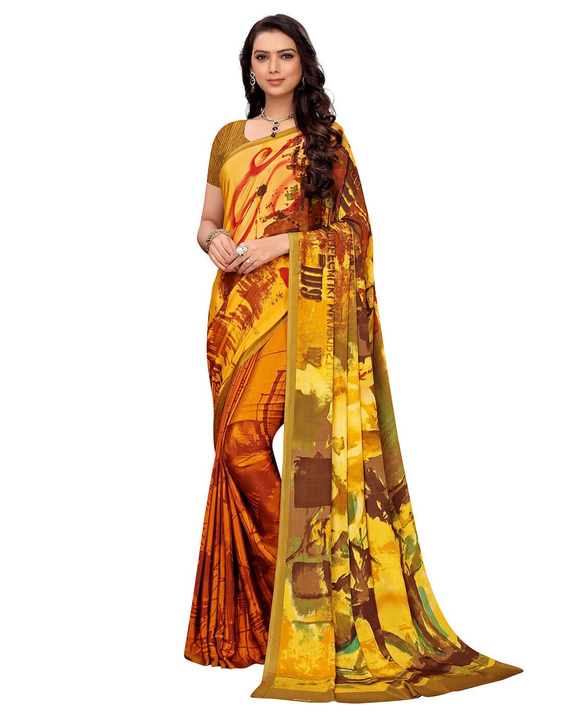 Jaanvi Fashion - The style of retro sarees combined with contemporary  modern and new designs printed in various shades and hües of splendid and  bright colors of class. This Printed Crepe Saree