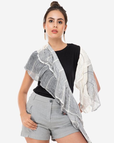 Checked Ruffled Handloom Stole Price in India