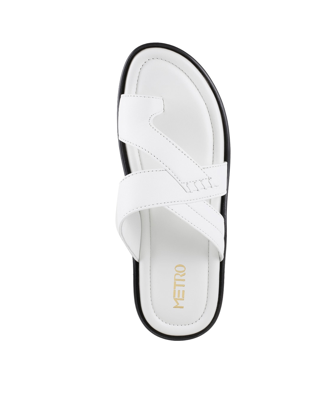 Buy online Metro White Leather Slip On Sandals from Sandals and Floaters  for Men by Metro for ₹1549 at 56% off | 2024 Limeroad.com