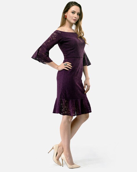 womens purple lace dress