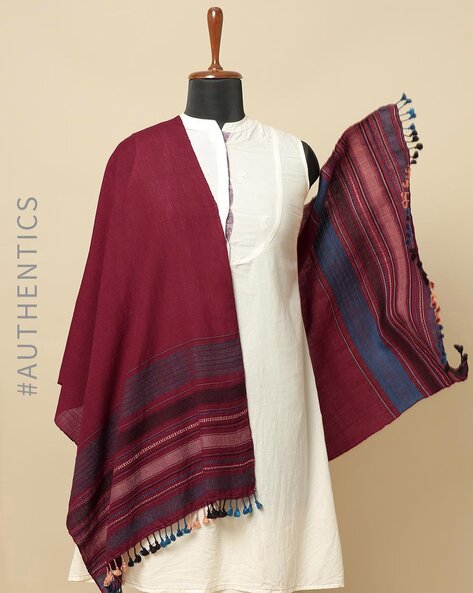 Kutch Handloom Pure Wool Stole with Tassels Price in India