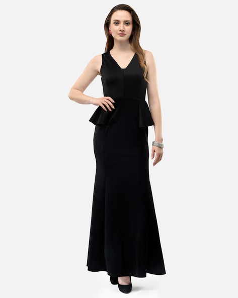 V-neck Sleeveless Gown Dress