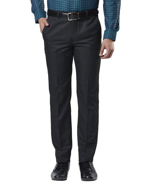 Buy NEXT Men Navy Blue Regular Fit Striped Formal Trousers - Trousers for  Men 7643106 | Myntra